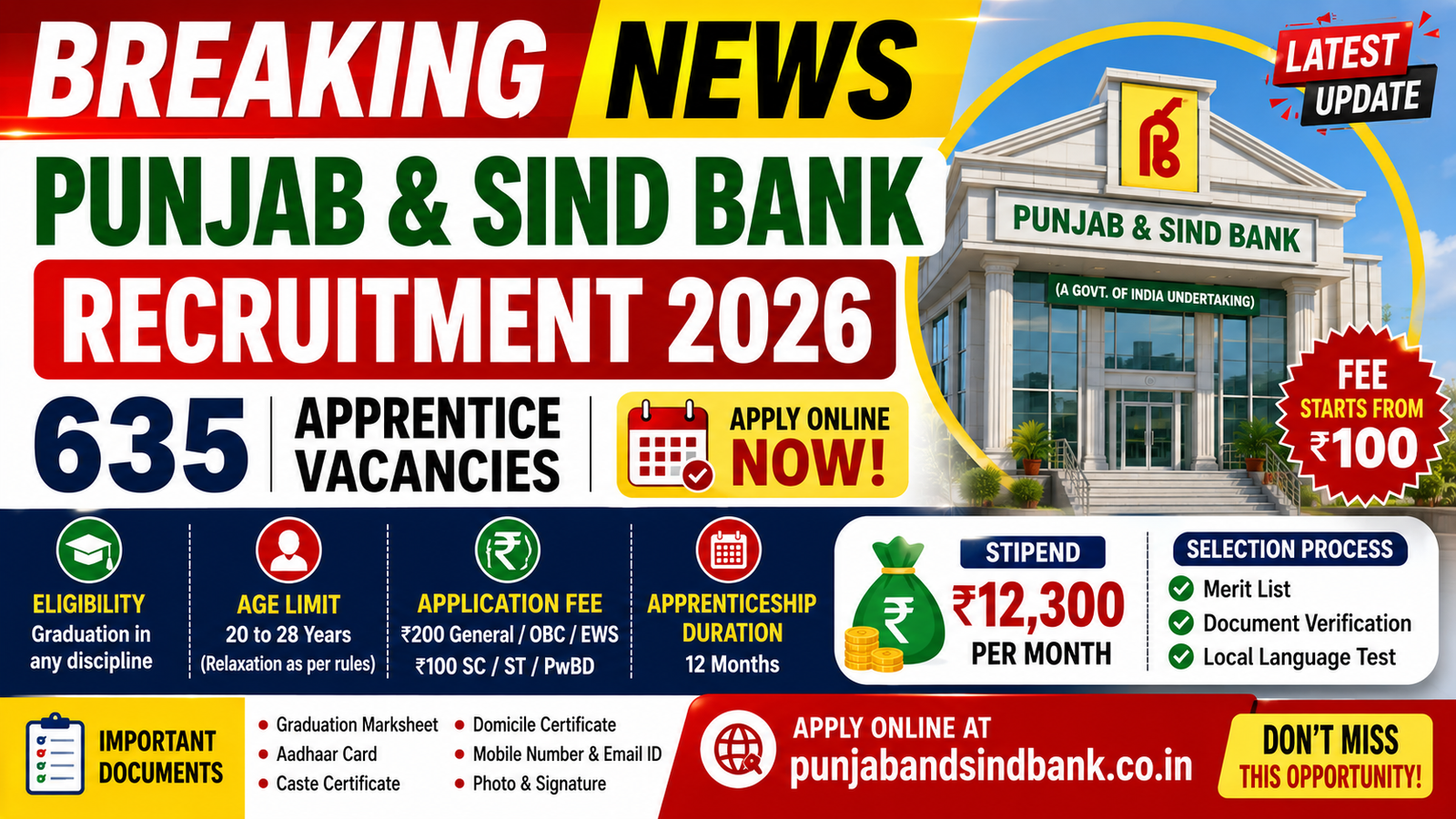 Punjab and Sind Bank Recruitment 2026